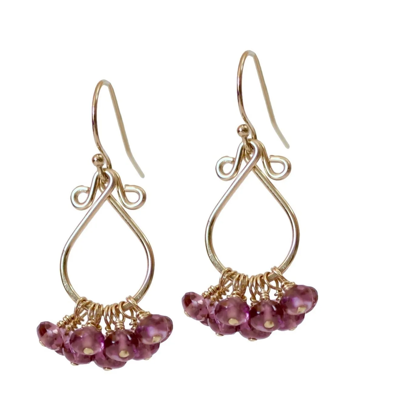 Karina (Small) -  Garnet Gold Filled Earrings