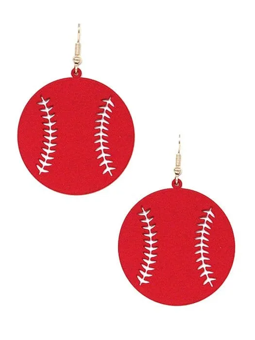 KE8633 Cutout Baseball Earrings