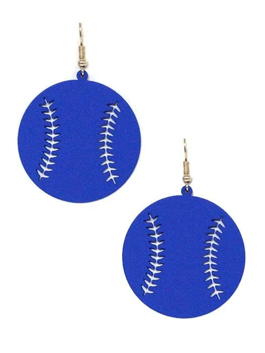 KE8633 Cutout Baseball Earrings