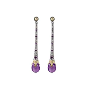 Konstantino Pythia Silver and 18K Gold Amethyst Dangle Earrings