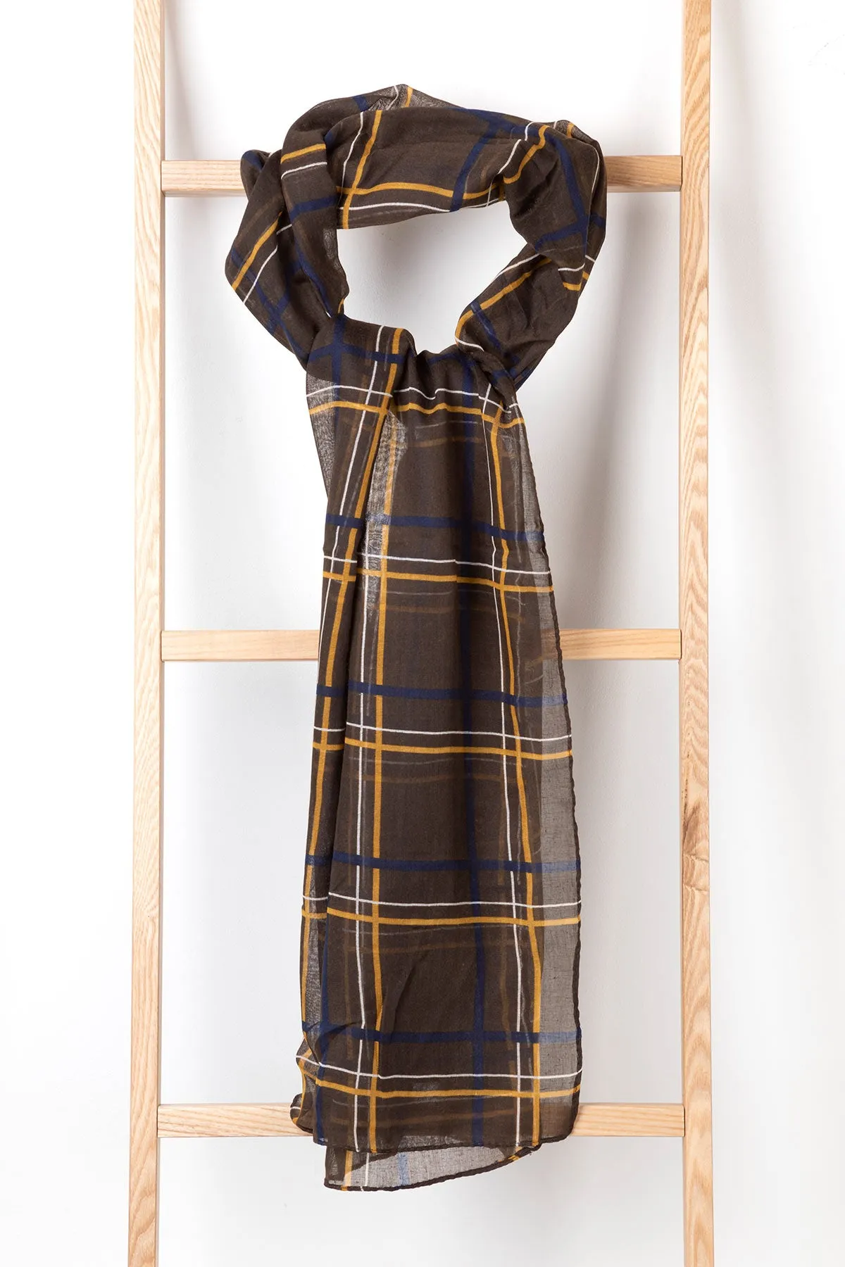 Ladies Checked Floaty Scarf - Polly