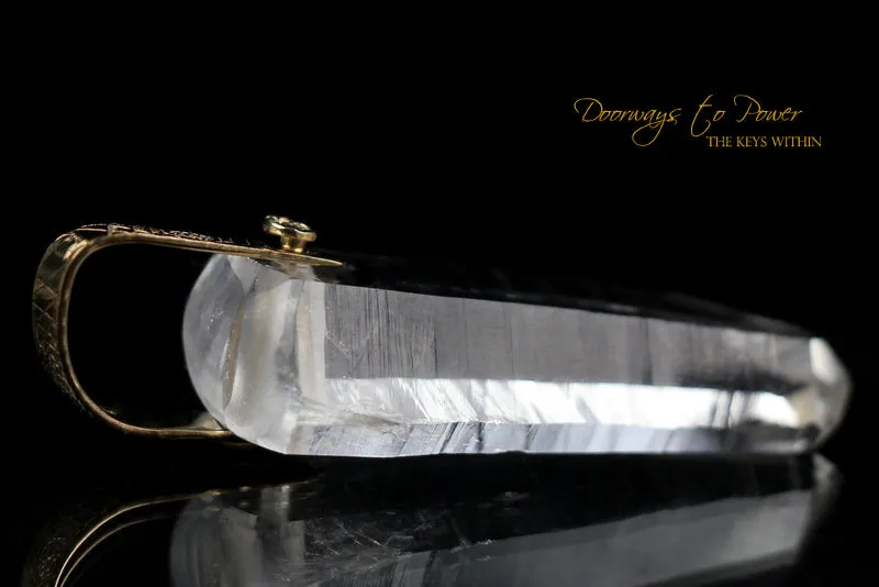 Lemurian Light Language Record Keeper Crystal Pendant 14k