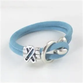 Lght Blue Awareness Suede Cord Bracelet Unisex