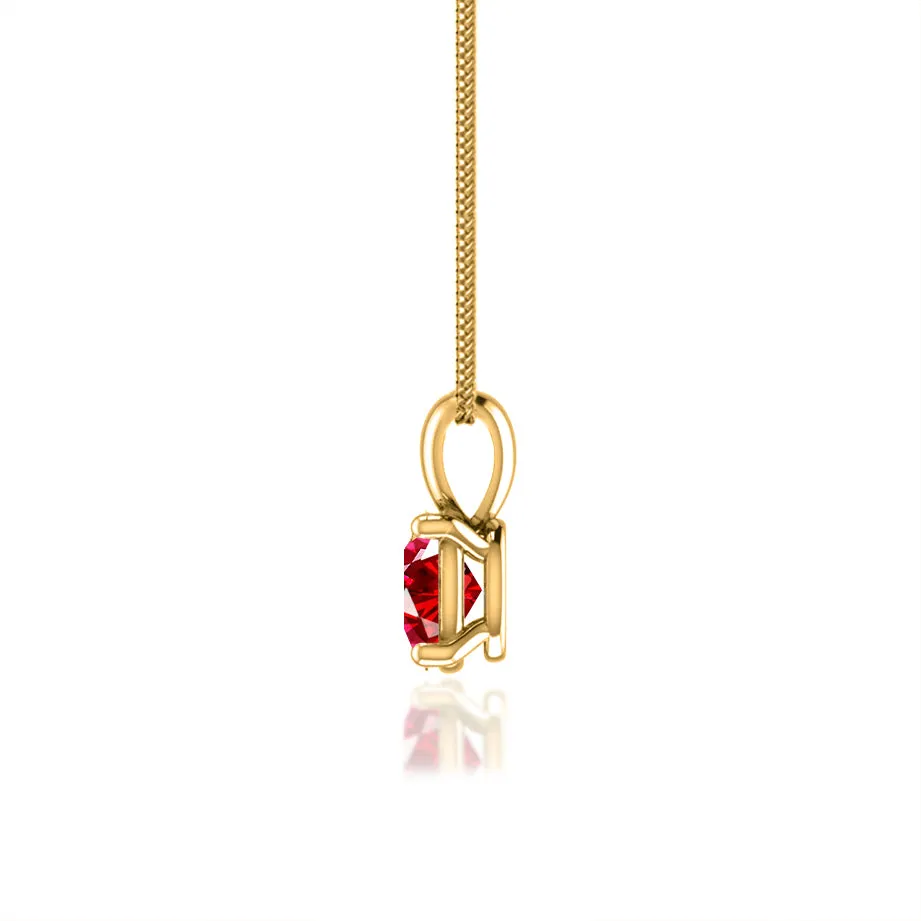 LILA - Oval Ruby 4 Claw Drop Pendant 18k Yellow Gold