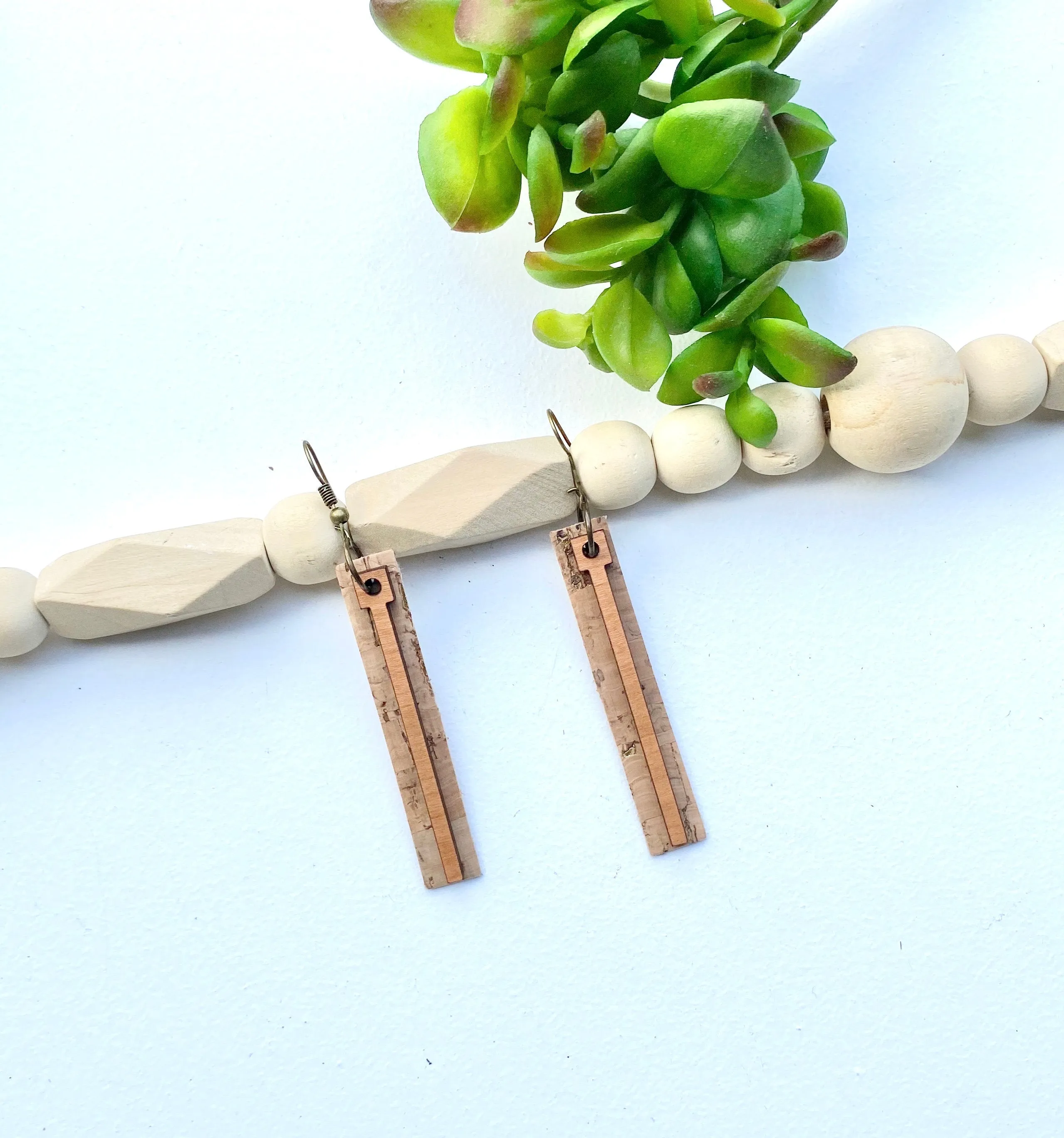 Long Cork Earring, Cherry Jewelry, Dangle Drop Earring, Casual Style, Boho, Teacher Appreciation Gift