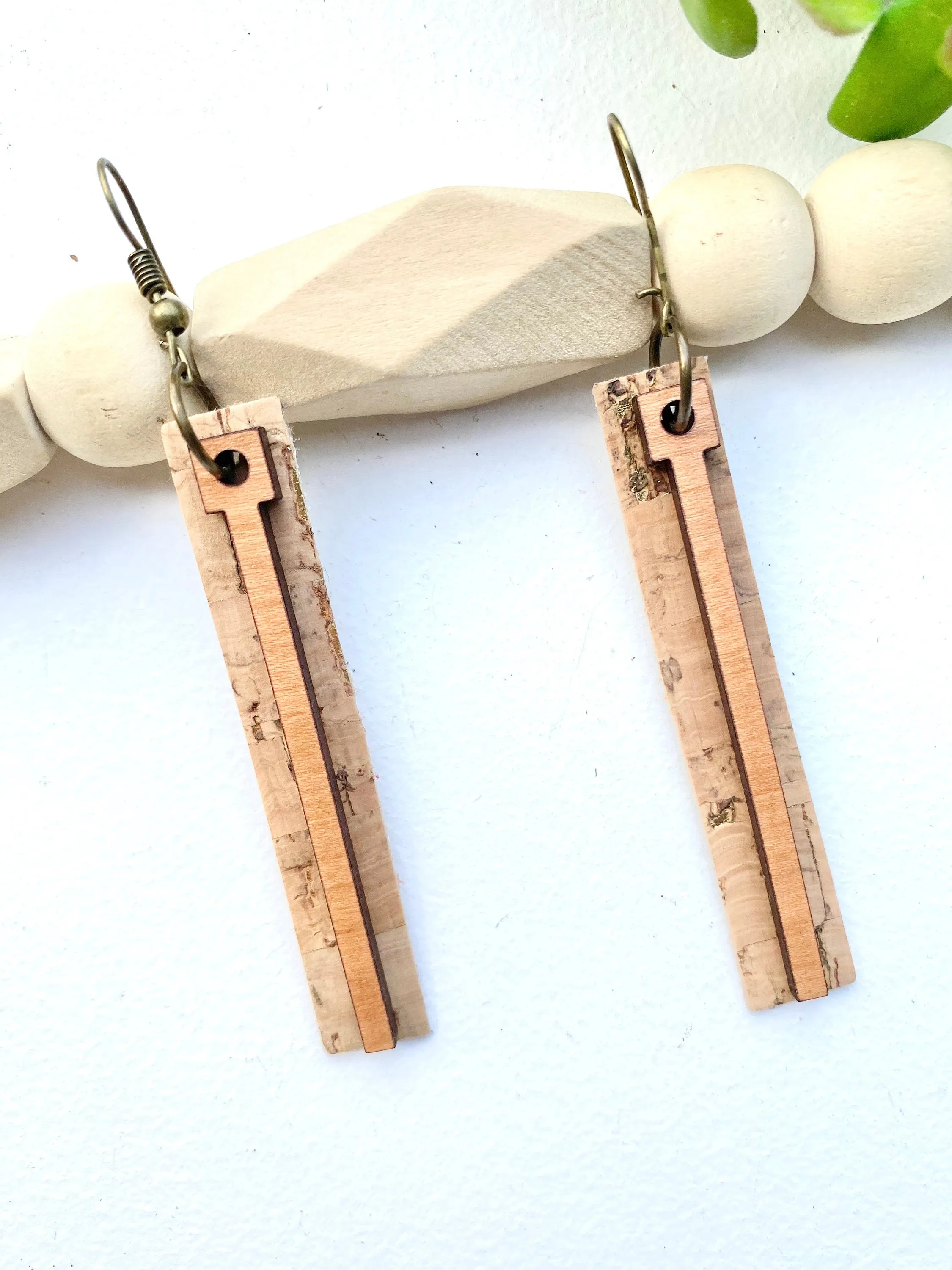 Long Cork Earring, Cherry Jewelry, Dangle Drop Earring, Casual Style, Boho, Teacher Appreciation Gift