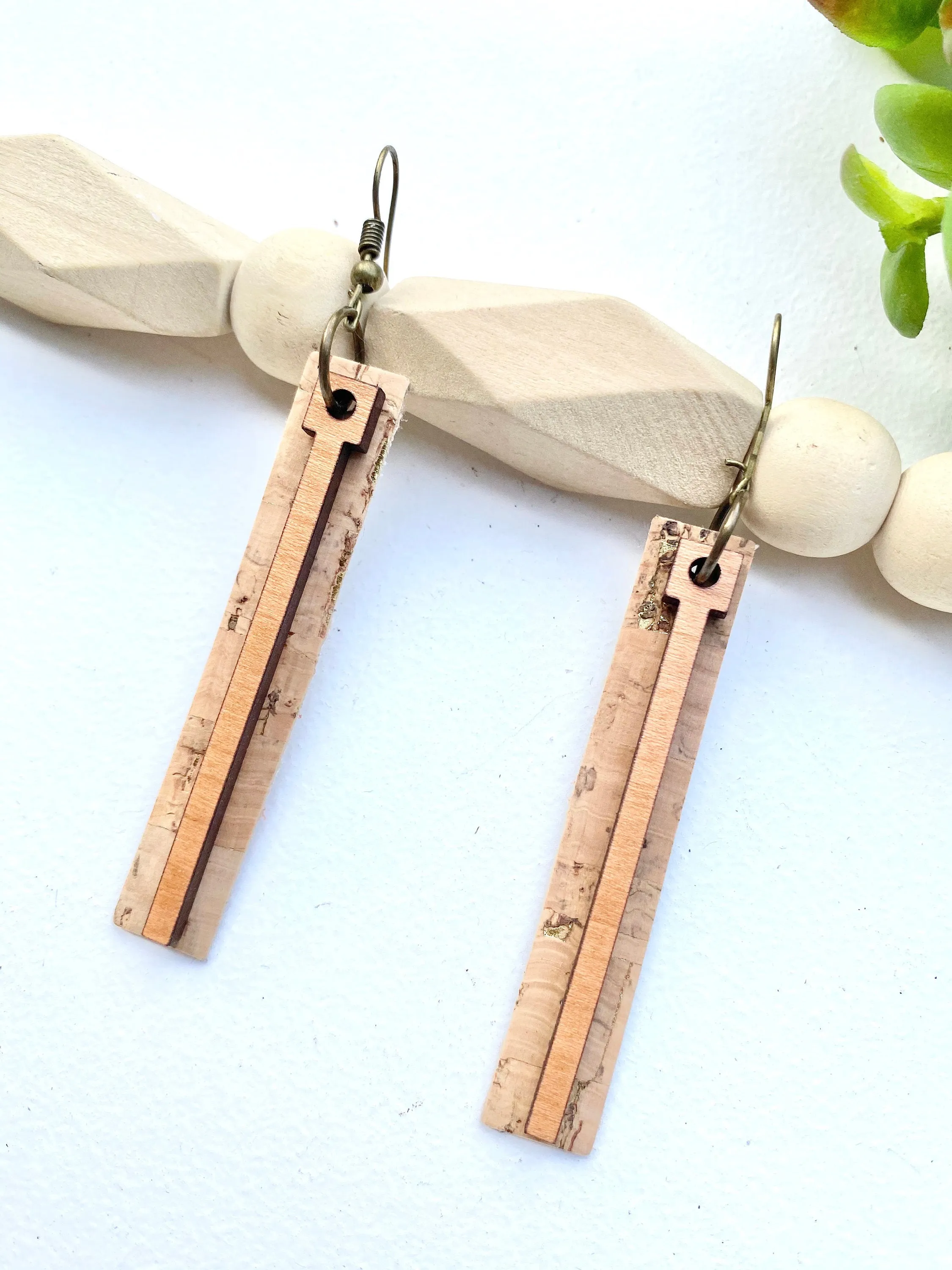 Long Cork Earring, Cherry Jewelry, Dangle Drop Earring, Casual Style, Boho, Teacher Appreciation Gift