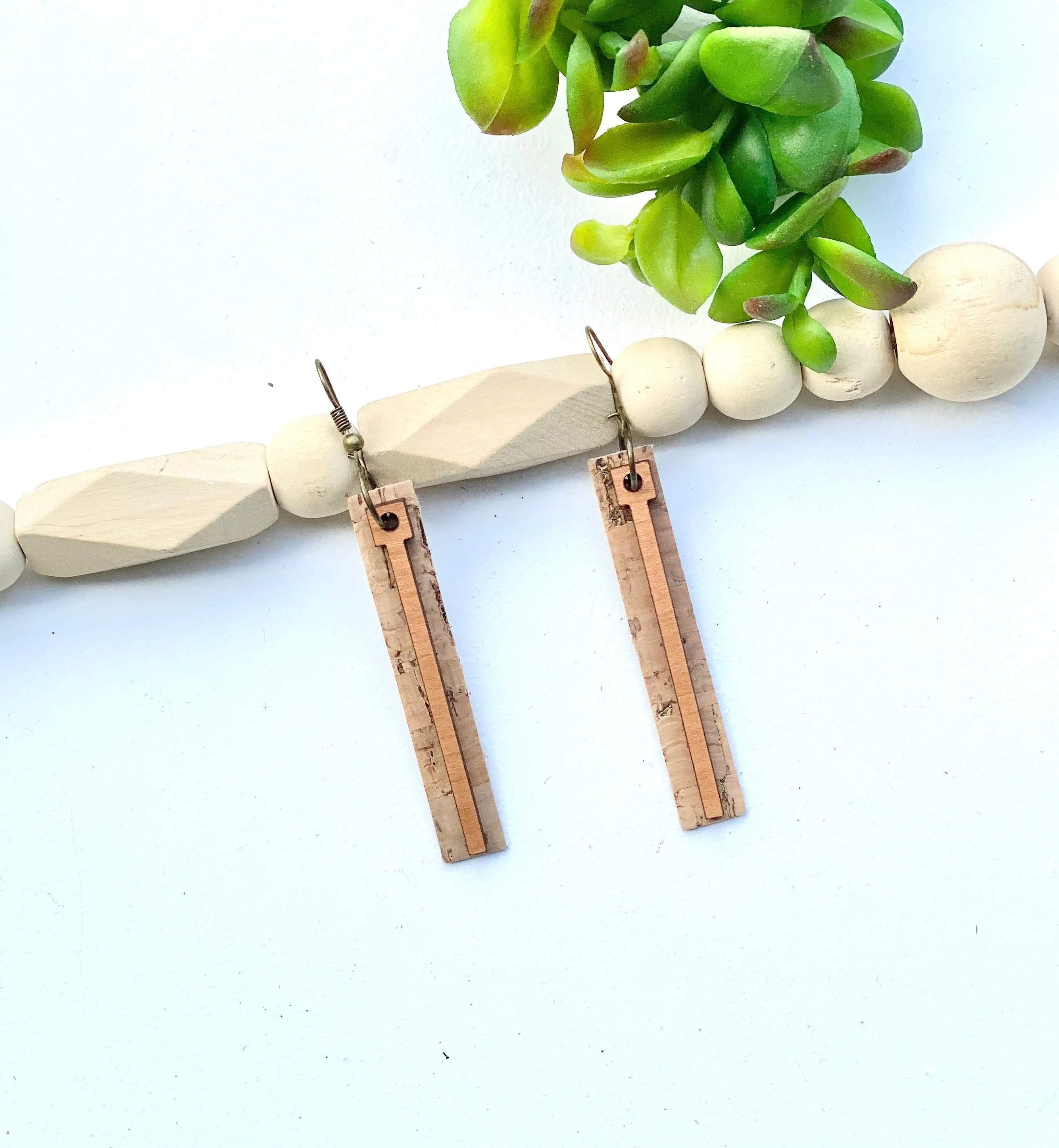 Long Cork Earring, Cherry Jewelry, Dangle Drop Earring, Casual Style, Boho, Teacher Appreciation Gift