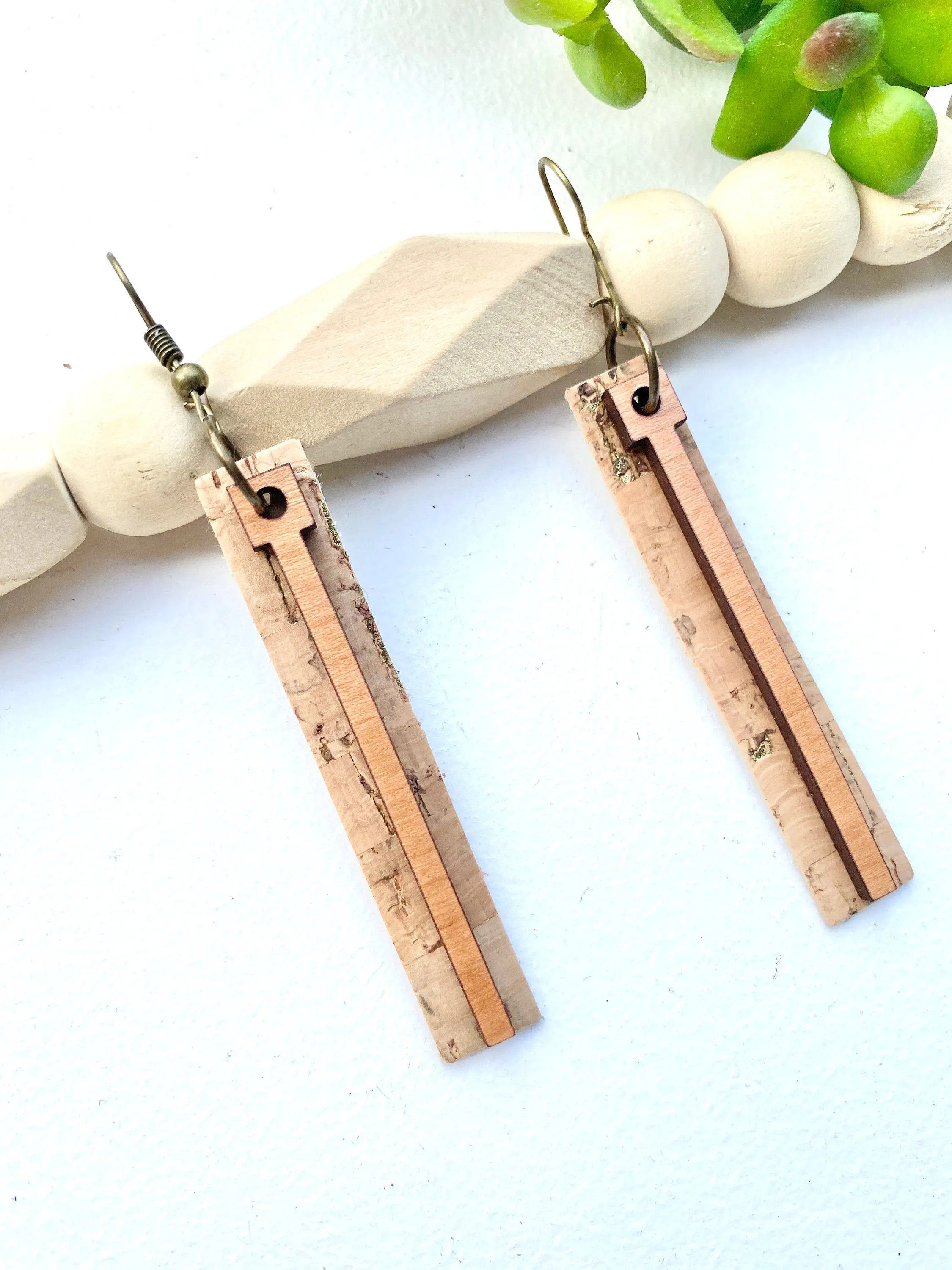 Long Cork Earring, Cherry Jewelry, Dangle Drop Earring, Casual Style, Boho, Teacher Appreciation Gift