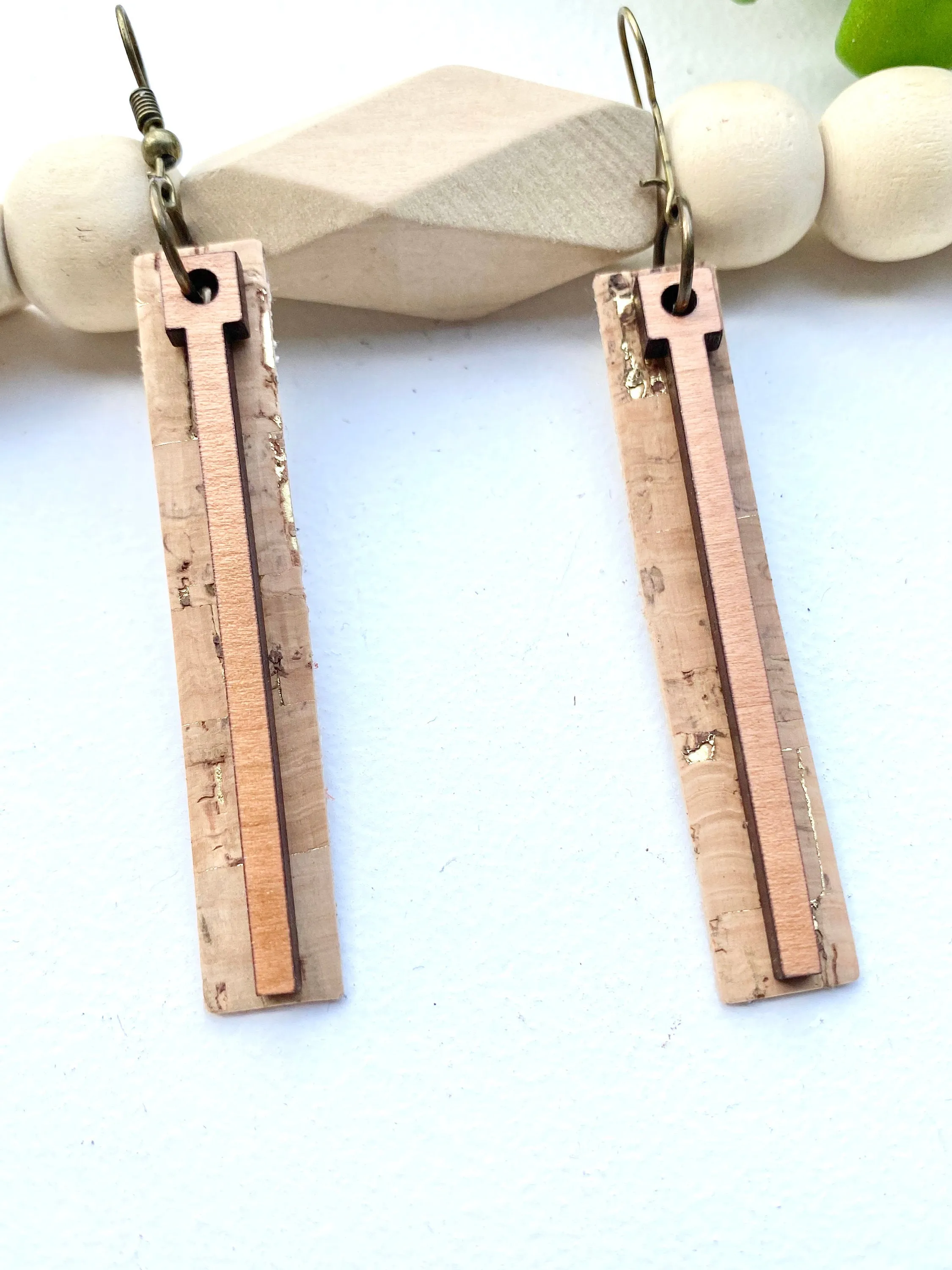 Long Cork Earring, Cherry Jewelry, Dangle Drop Earring, Casual Style, Boho, Teacher Appreciation Gift