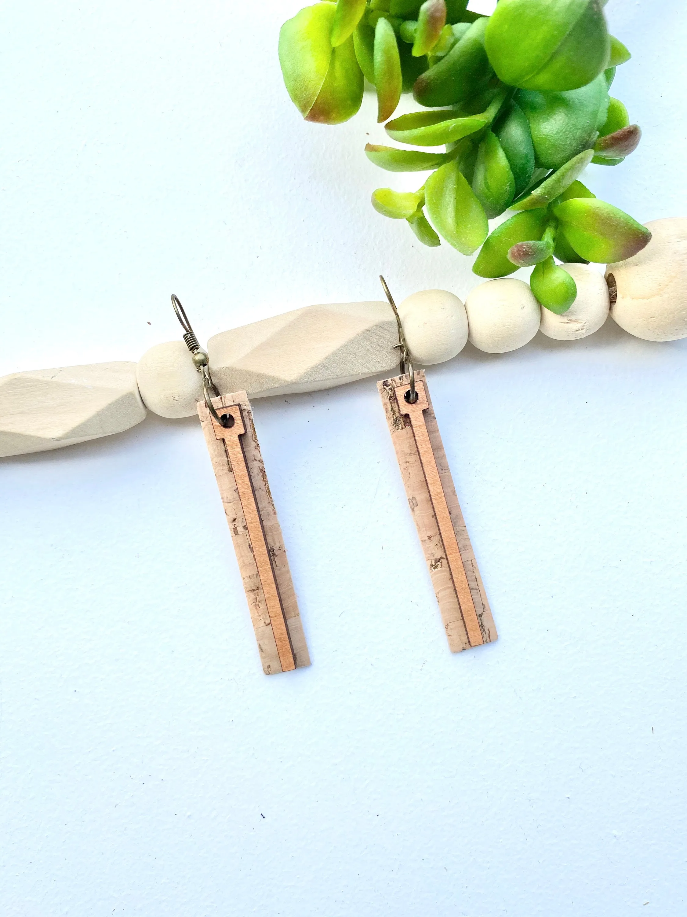 Long Cork Earring, Cherry Jewelry, Dangle Drop Earring, Casual Style, Boho, Teacher Appreciation Gift