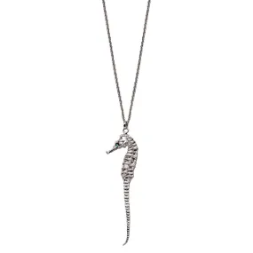 Long Seahorse Pendant in Silver