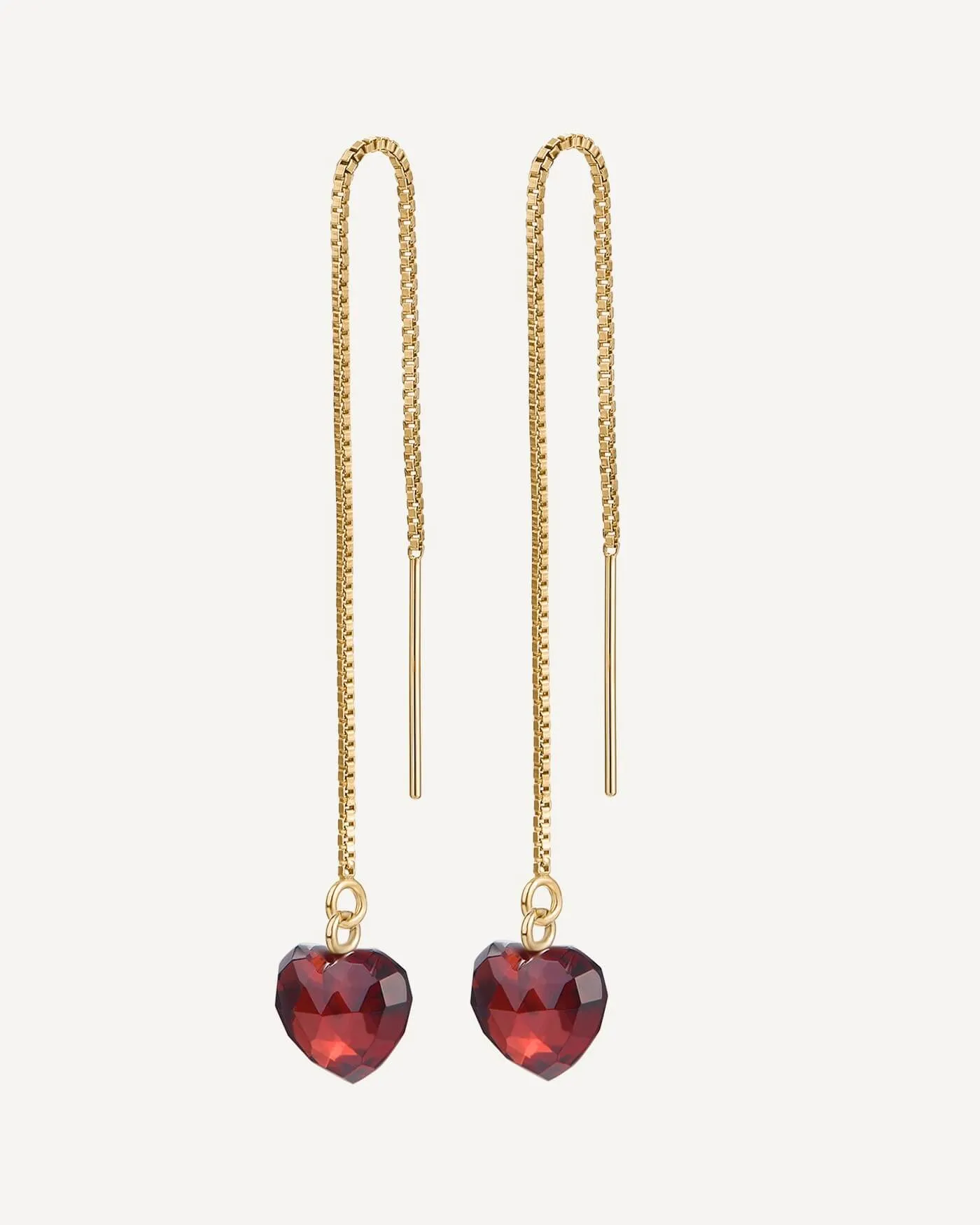 Louise Garnet Heart Threader Earrings