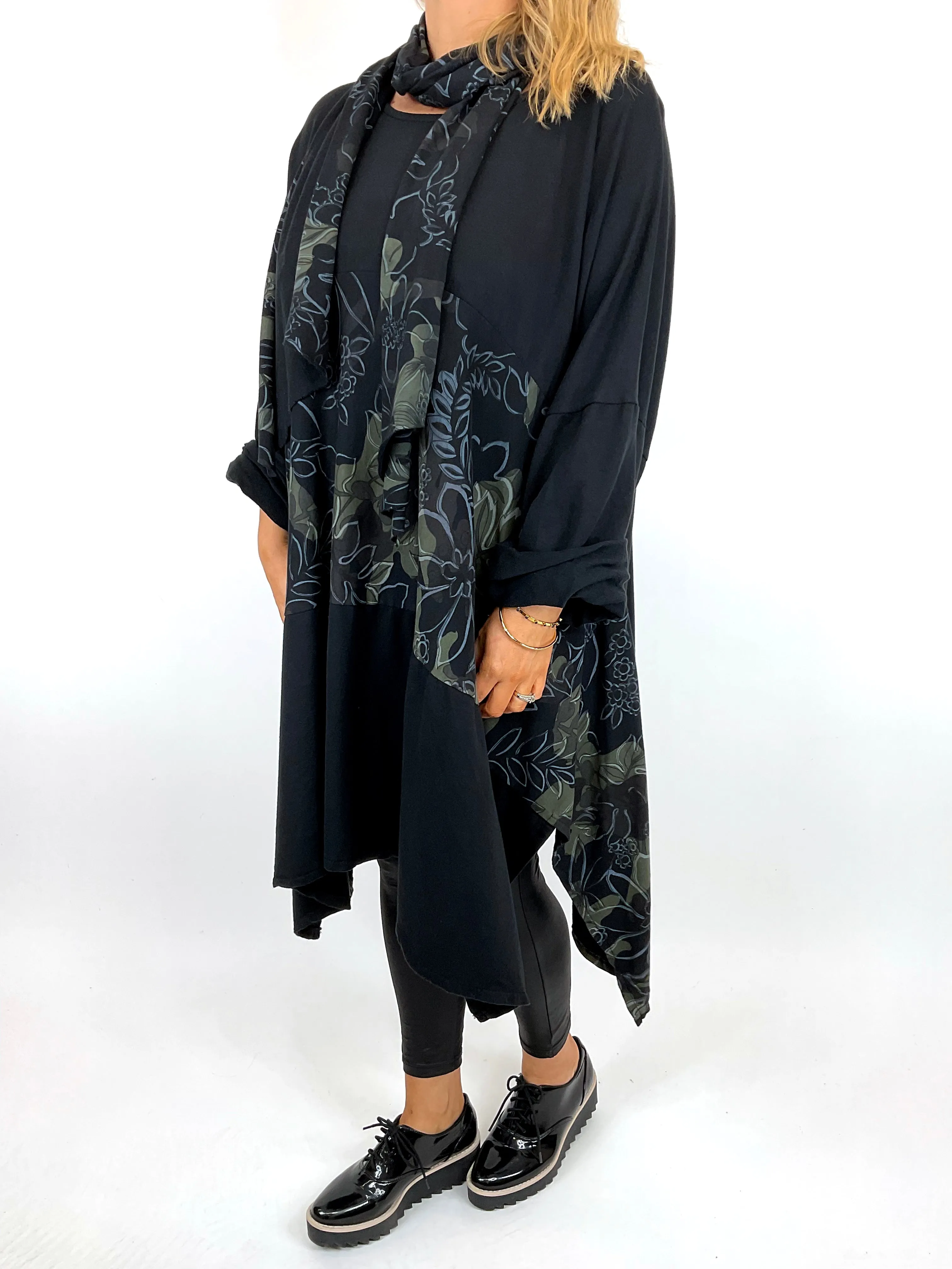 Made in Italy Lagenlook Ashley Scarf Top in Black. code 11022