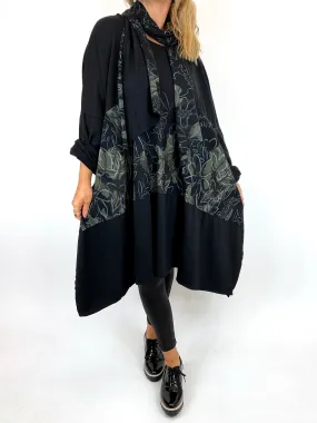 Made in Italy Lagenlook Ashley Scarf Top in Black. code 11022