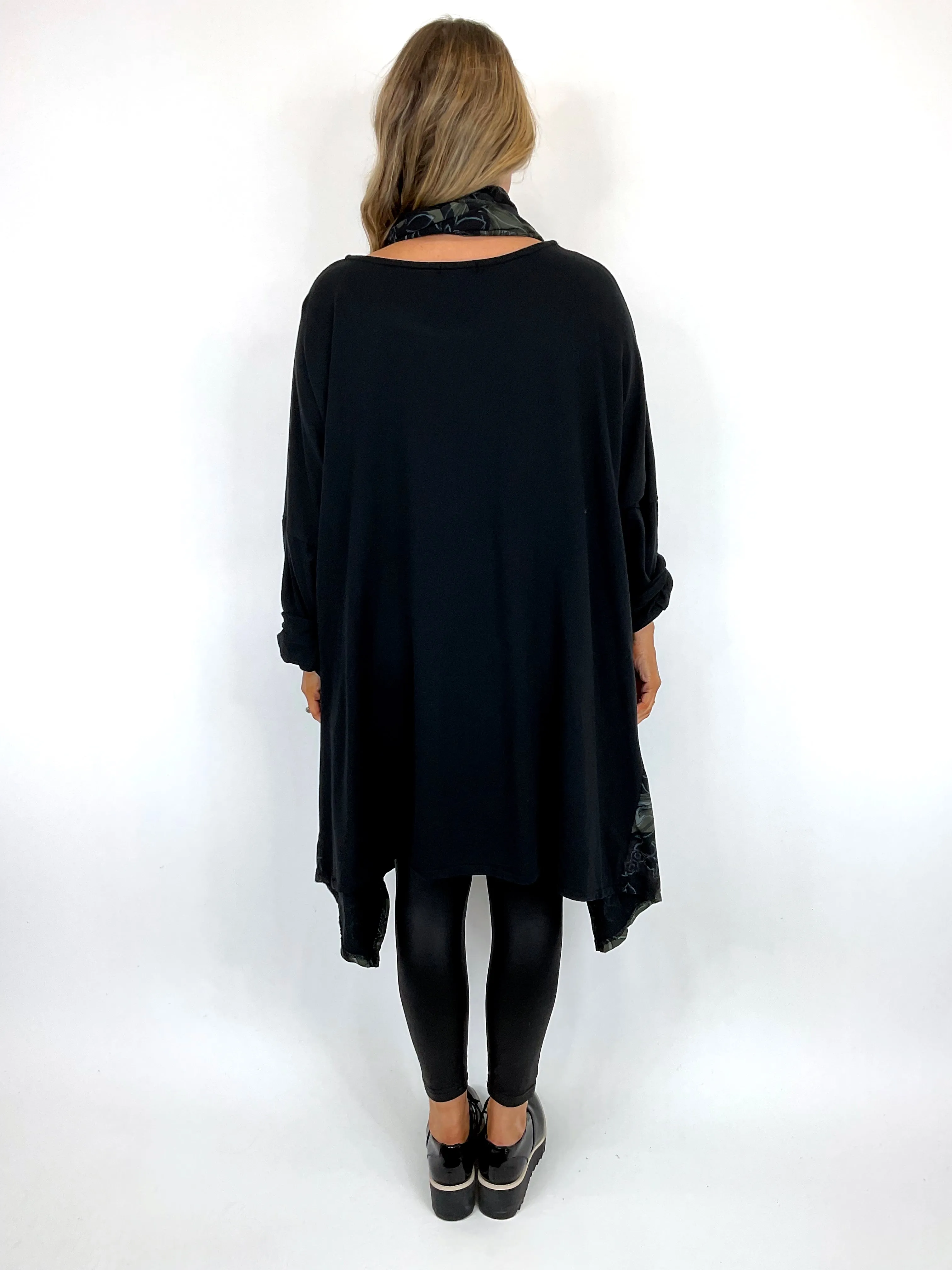 Made in Italy Lagenlook Ashley Scarf Top in Black. code 11022