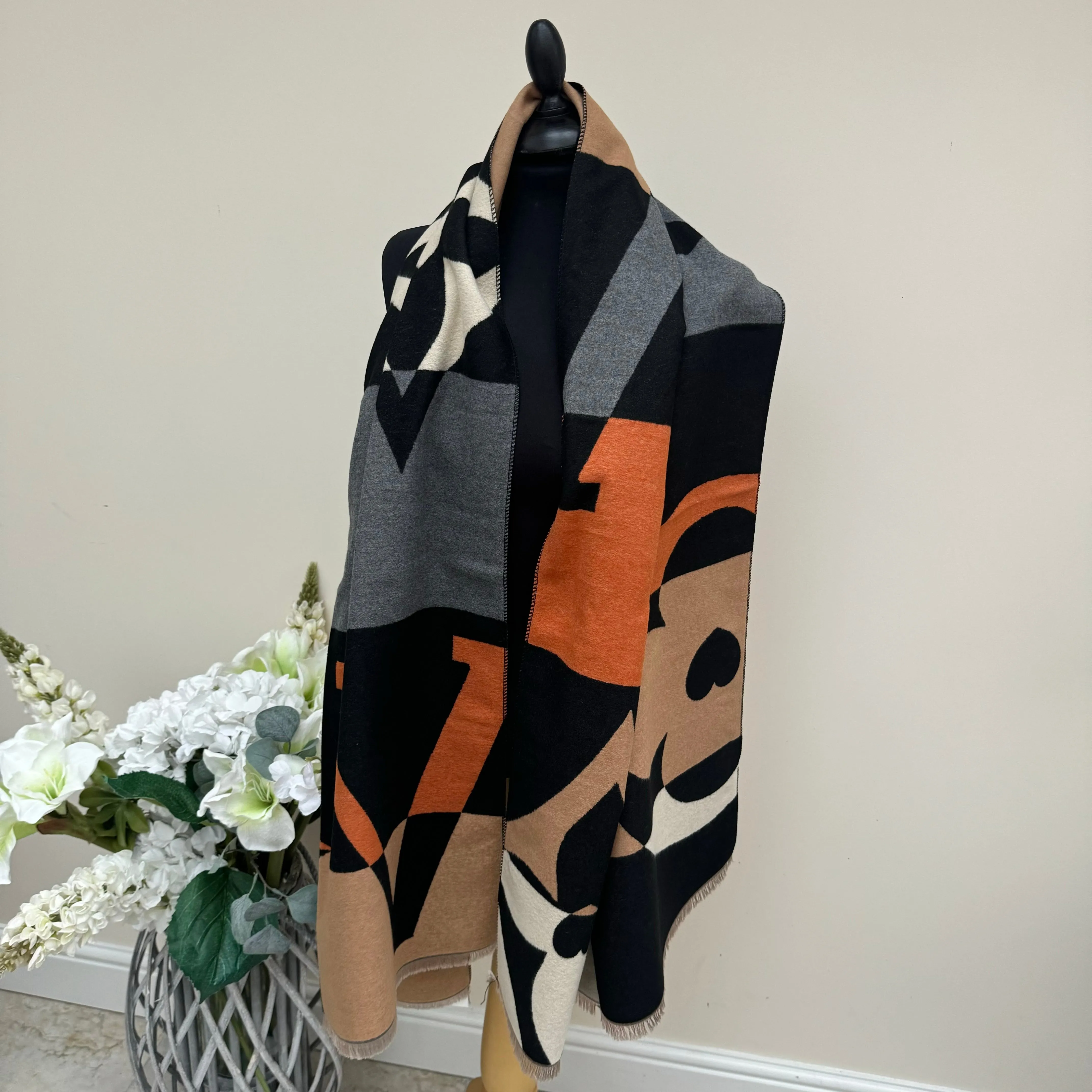 Malissa J Black Pattern Scarf