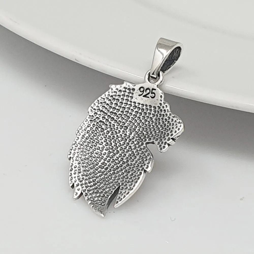 Men's and Women's Silver Pendant - 925 Sterling Silver Celtic Lion King Head Neo Pagan Pendant Necklace