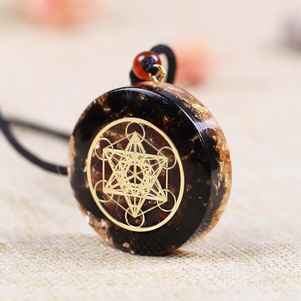 Metatron's Cube Obsidian Pendant Necklace