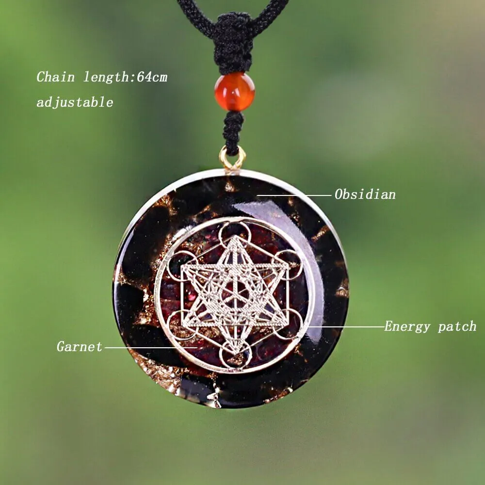 Metatron's Cube Obsidian Pendant Necklace