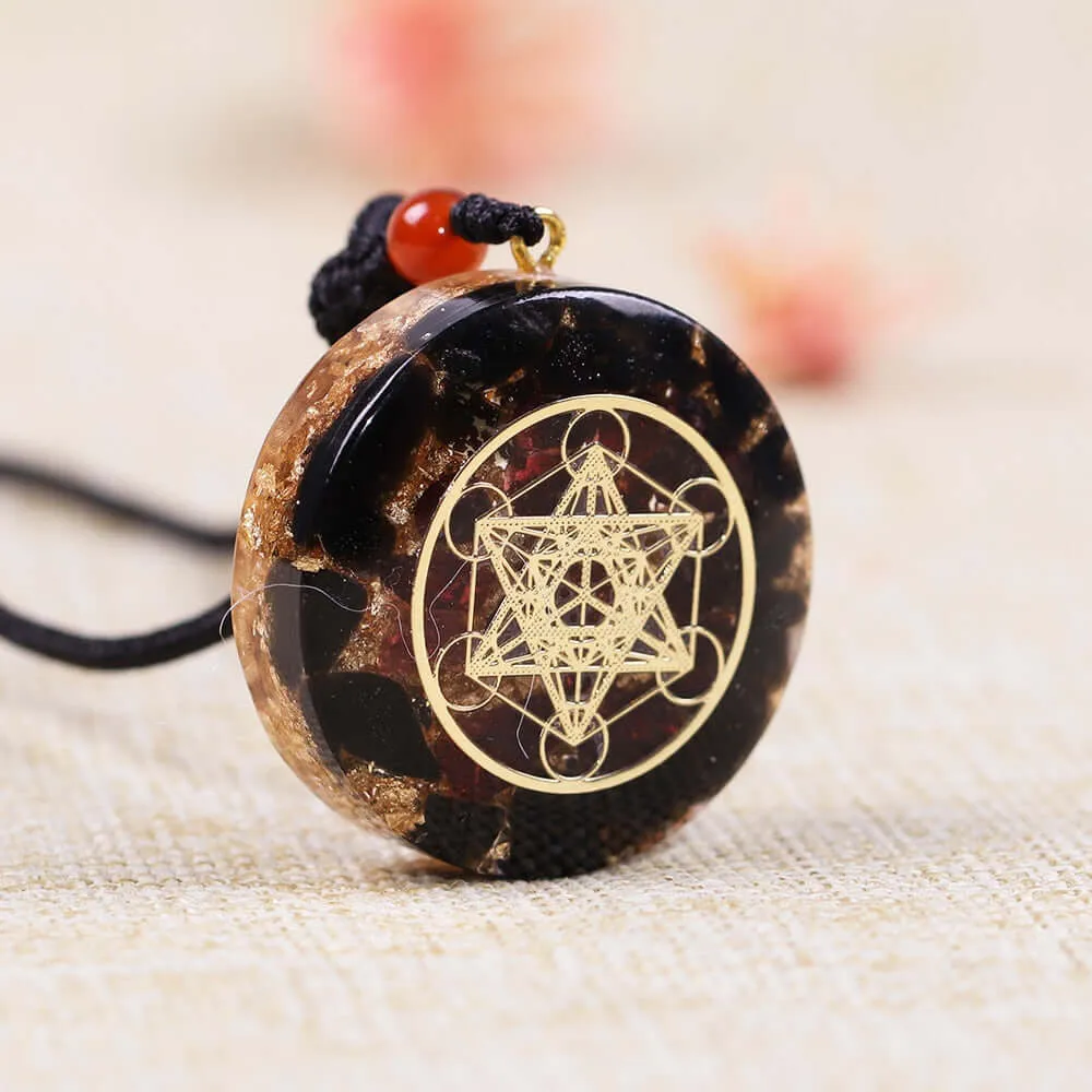 Metatron's Cube Obsidian Pendant Necklace