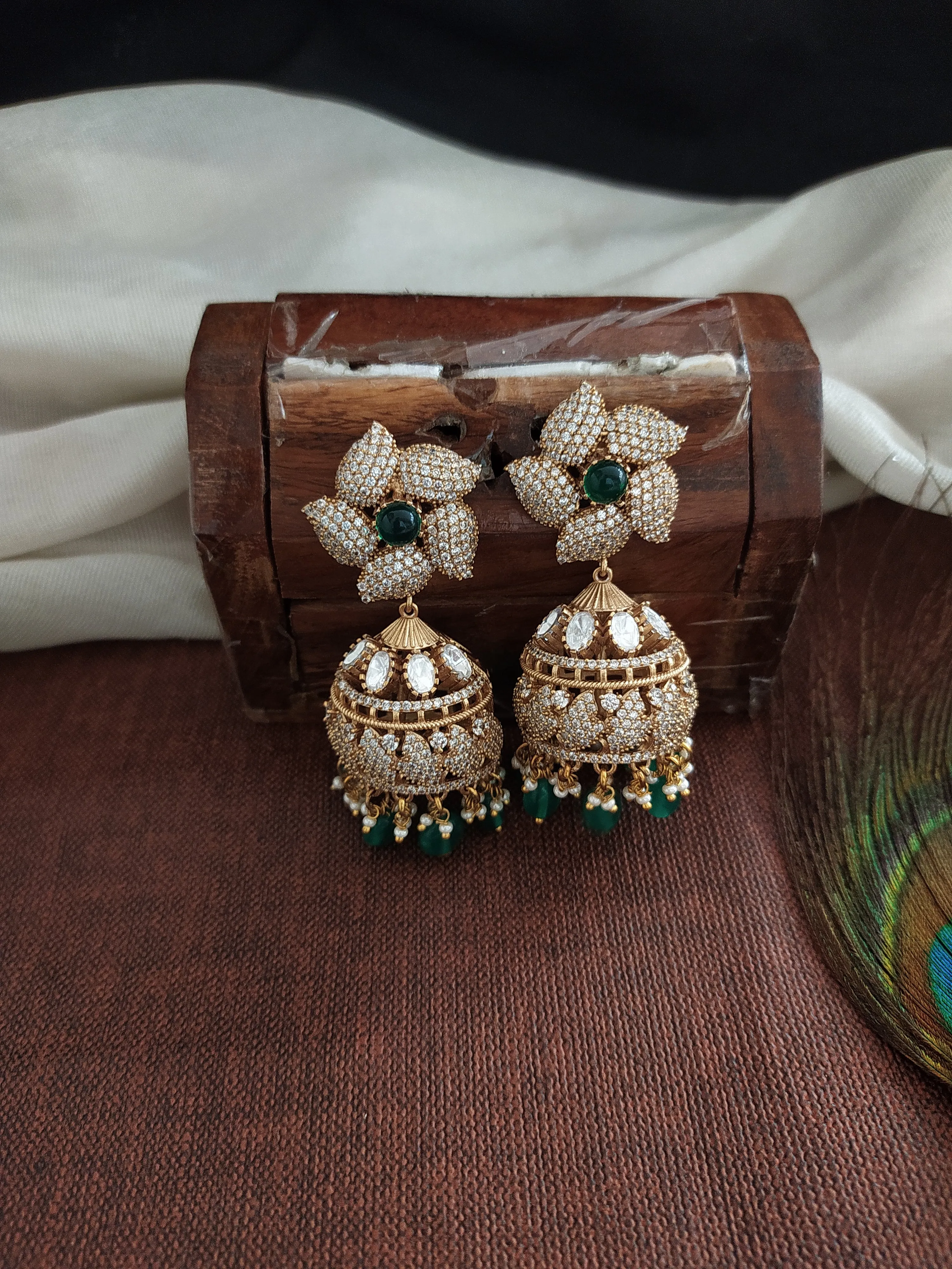 Moissanite Layered Haram Set with Matching Jhumki