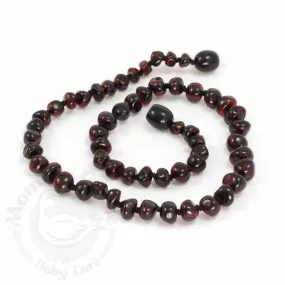 Momma Goose Amber Teething Necklace-Dark Cherry