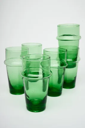 Moroccan Beldi Tall Glasses in Green, SET OF 6