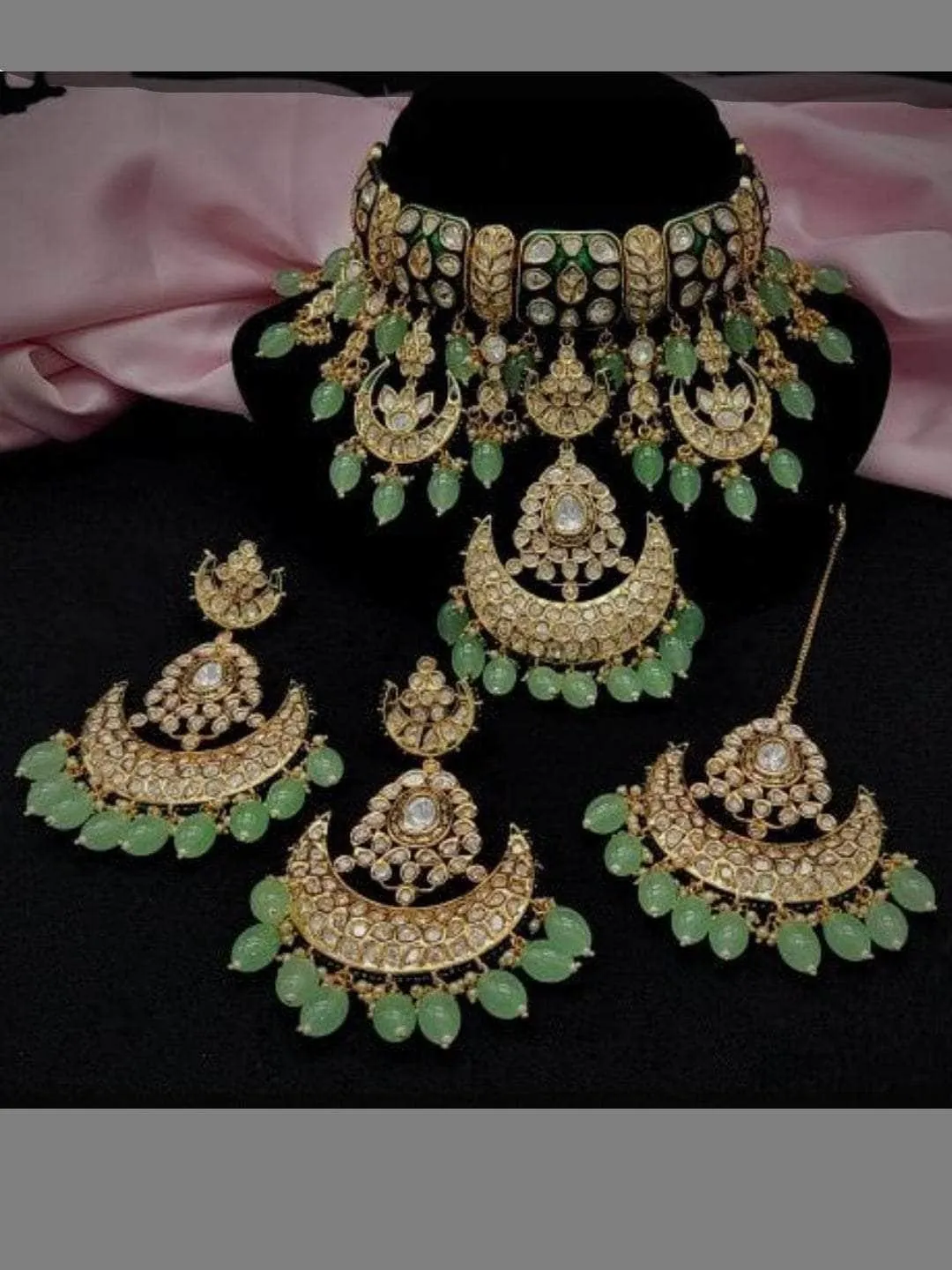 Multi Chandbali Kundan Necklace Set