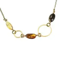 Multi Color Baltic Amber Circle Necklace