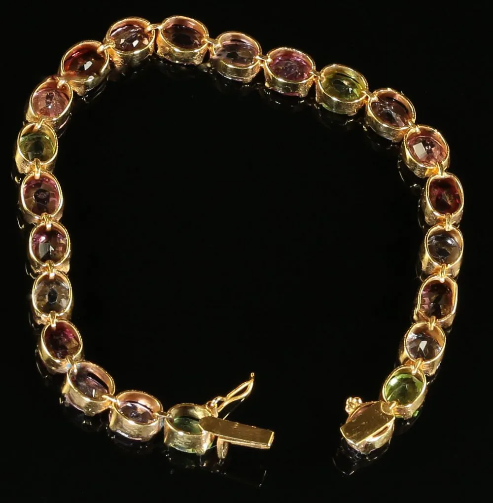 Multi Gemstone Bracelet - Peridot Quartz Topaz Garnet