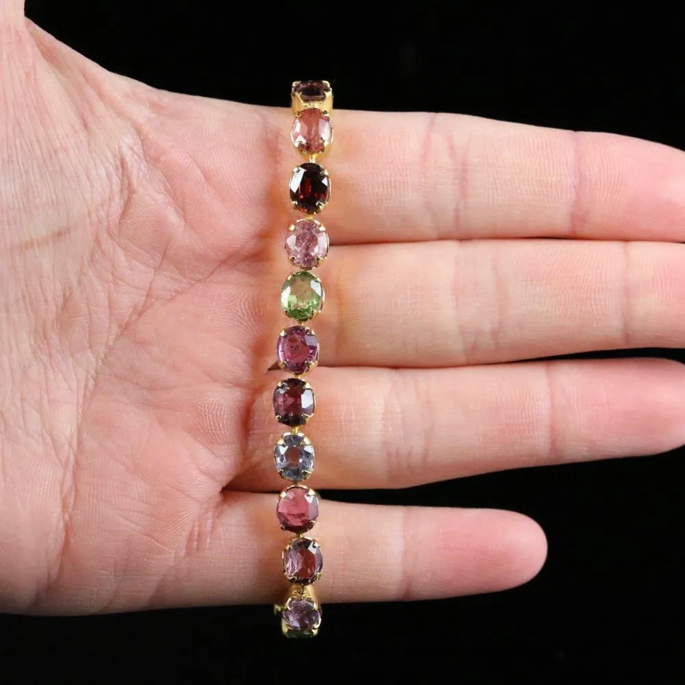 Multi Gemstone Bracelet - Peridot Quartz Topaz Garnet