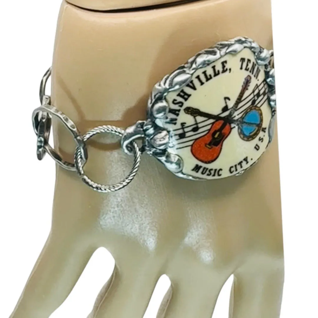 Music City USA Nashville Tennessee Artisan Bracelet in Silver-Blend Metalwork