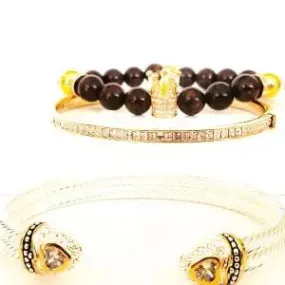 My " Luck" Crown Bracelet Set | Garnet Bracelet set