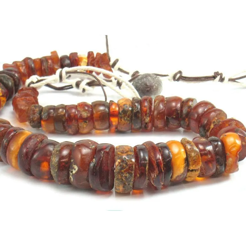 Natural Baltic Amber Sliced Nugget Trade Necklace/Strand