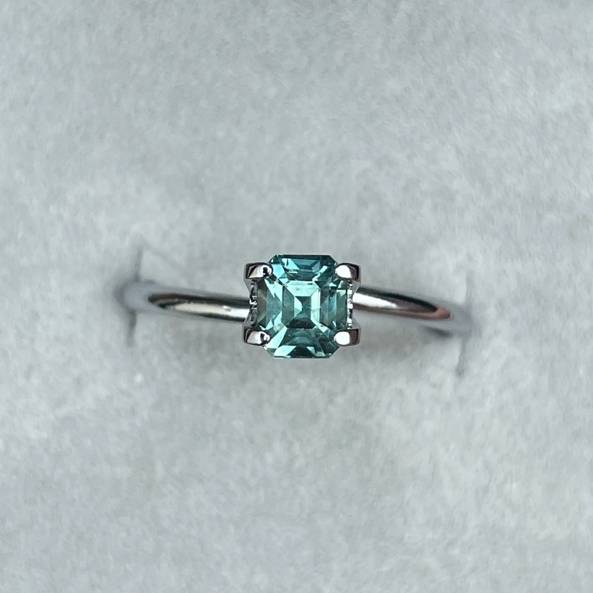 Natural heated asscher Teal Bluish Green Sapphire 1.02 carats