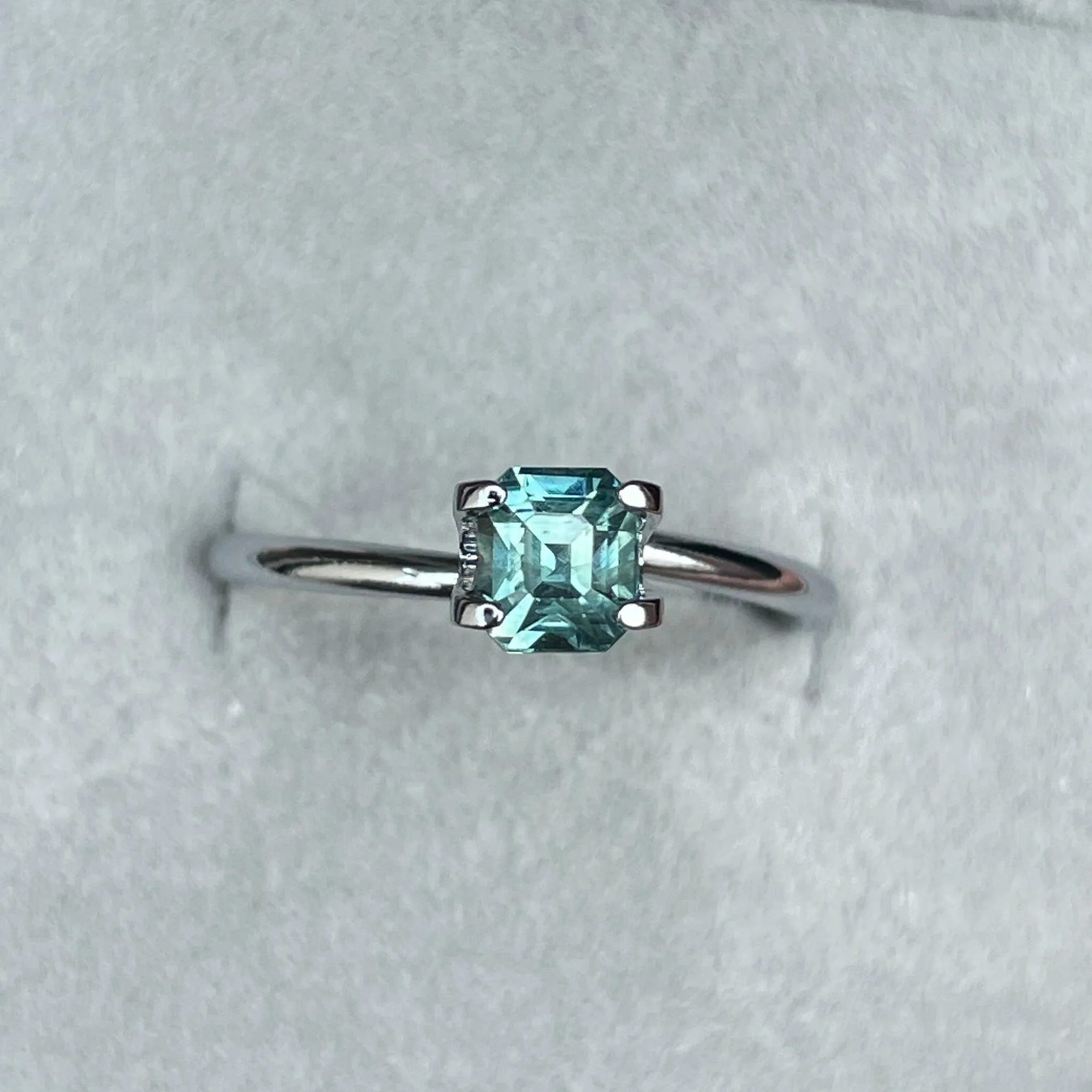 Natural heated asscher Teal Bluish Green Sapphire 1.02 carats