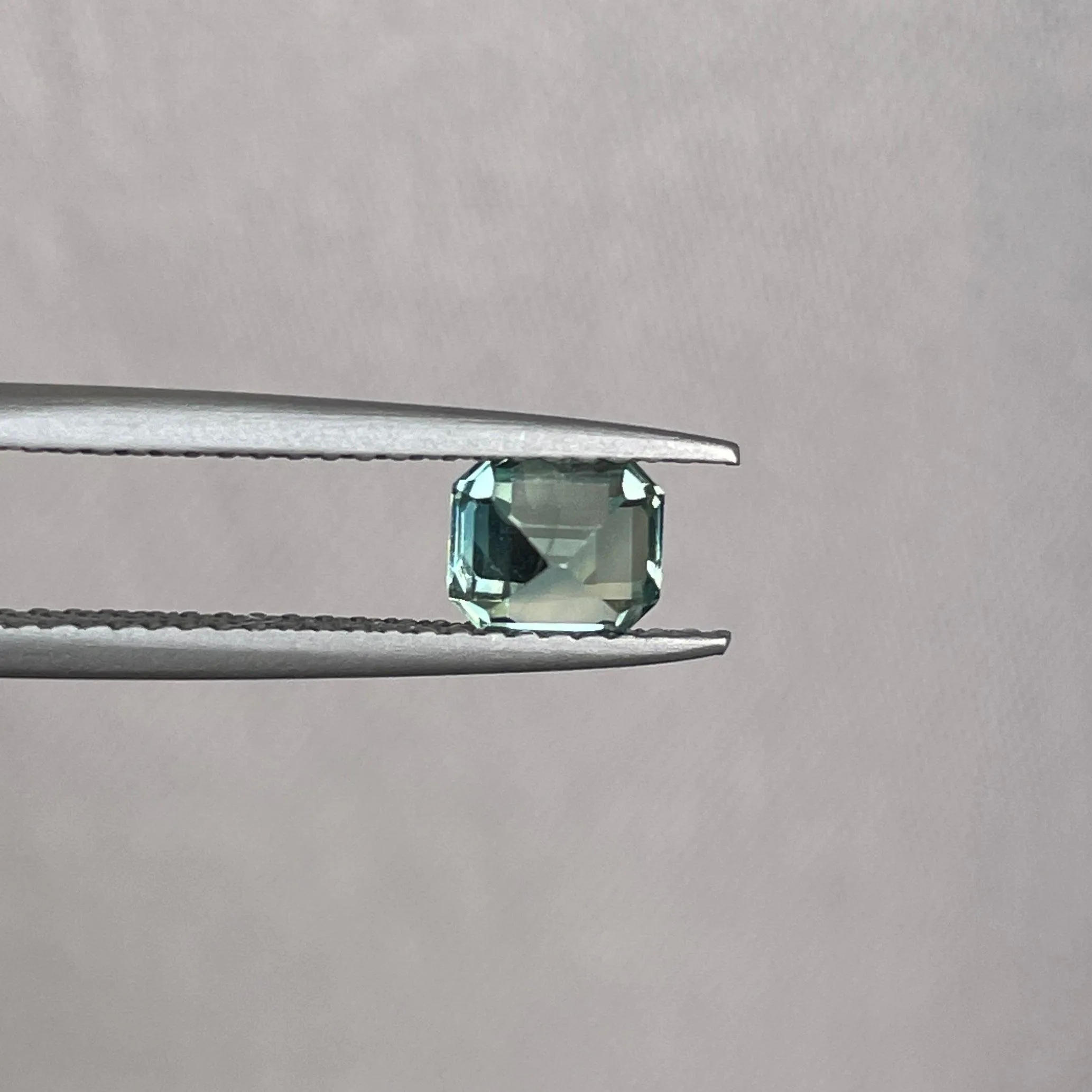 Natural heated asscher Teal Bluish Green Sapphire 1.02 carats