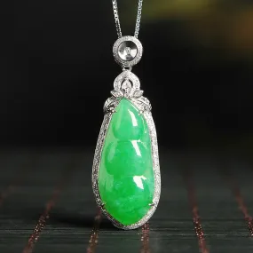 Natural Jade Pendant Jadeite Gold Pendant PT49