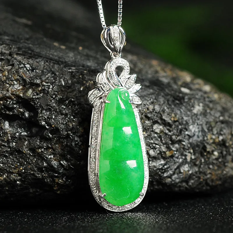 Natural Jade Pendant Jadeite Gold Pendant PT59