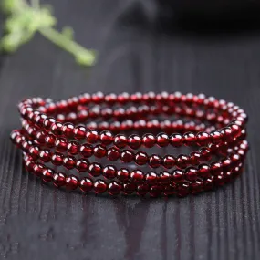 Natural Wine Red Garnet Stone Crystal Bracelet