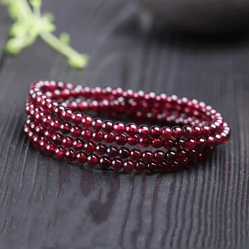 Natural Wine Red Garnet Stone Crystal Bracelet