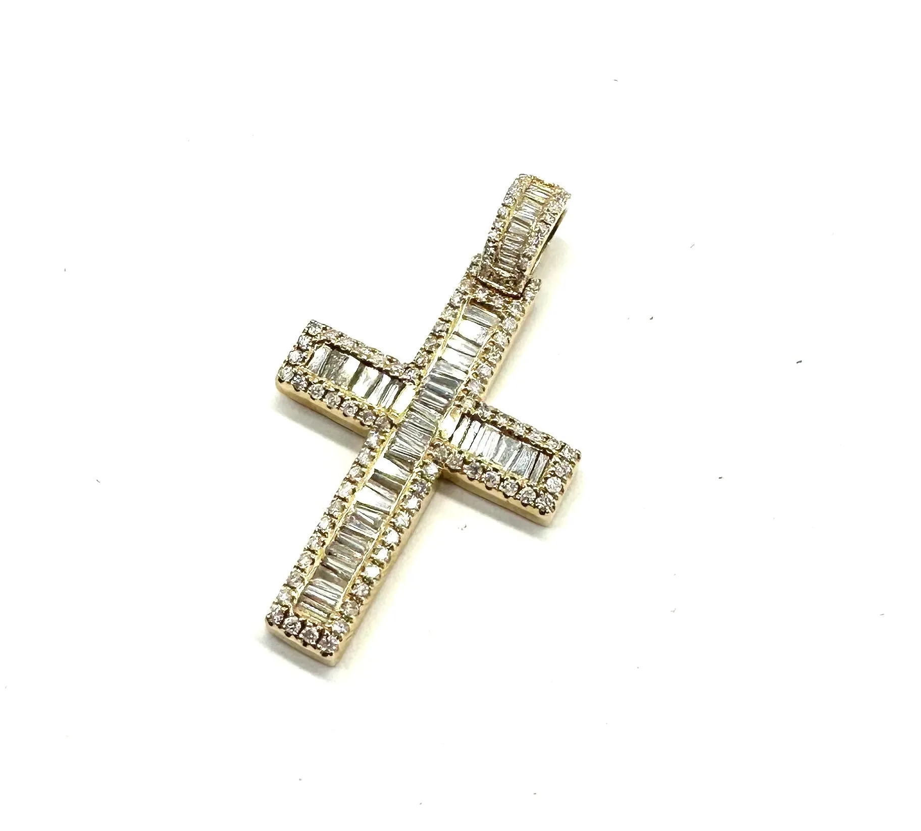 New 1.79 Ctw Baguette & Round Diamond Cross