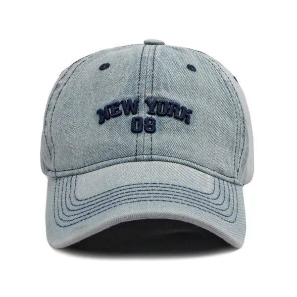 New York Embroidery Light Blue Denim Baseball Cap 紐約刺繡淺藍色牛仔布棒球帽 KCHT2332a