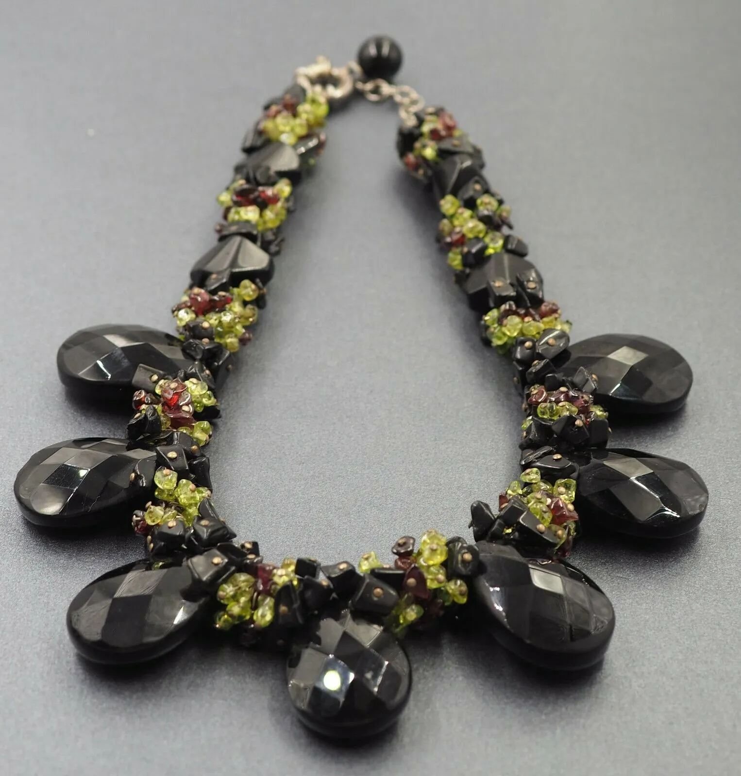 Onyx Glass & Garnet Necklace