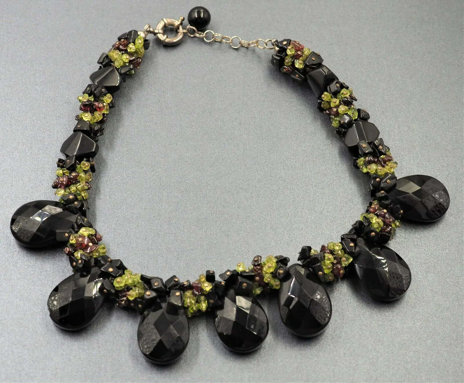 Onyx Glass & Garnet Necklace