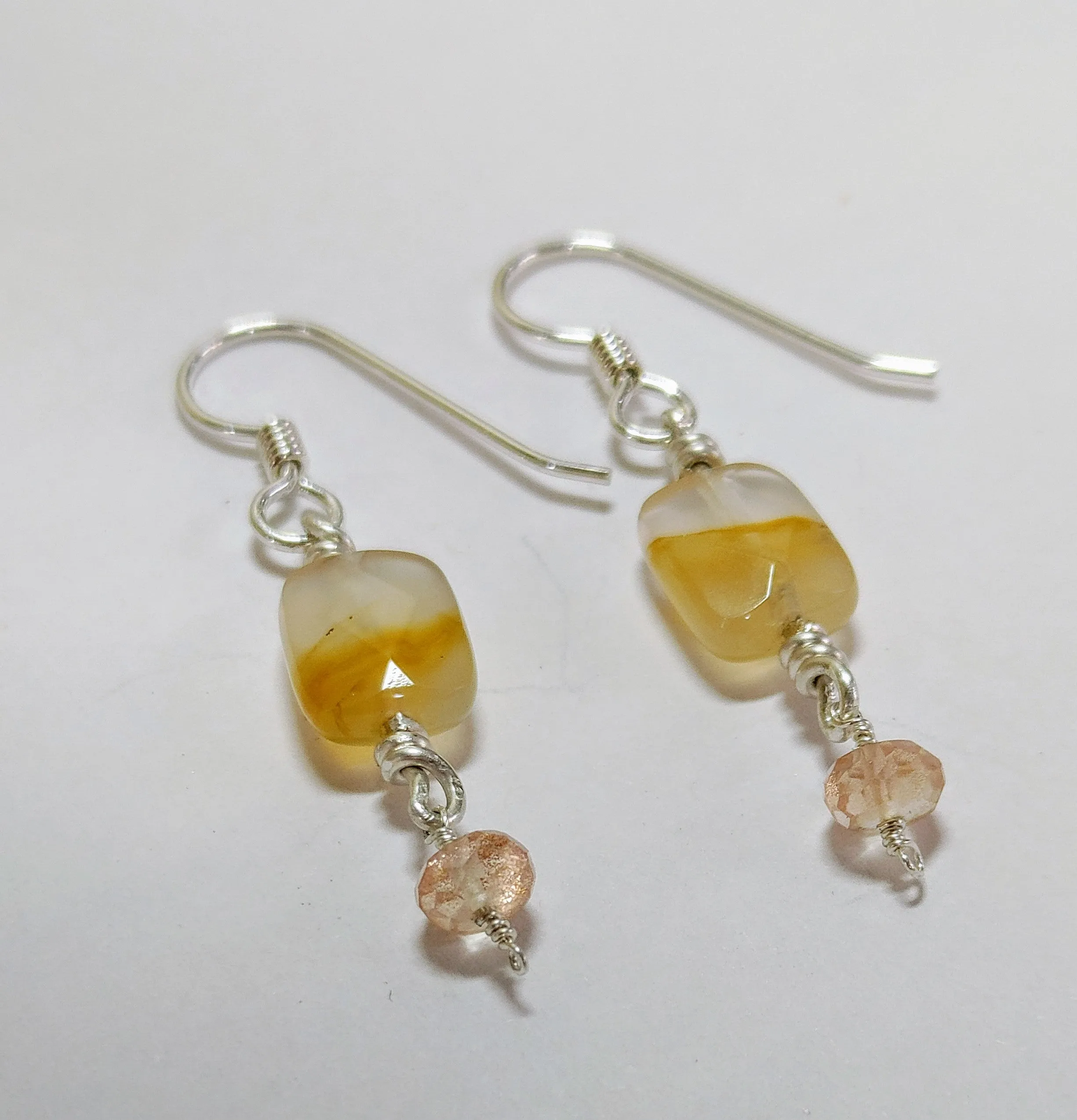 Oregon Opal & Sunstone Bead Dangle Earring