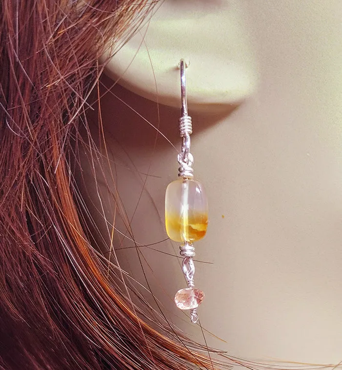 Oregon Opal & Sunstone Bead Dangle Earring