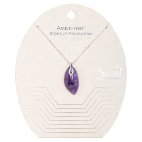 Organic Stone Necklace - Amethyst / Silver - Stone of Protection