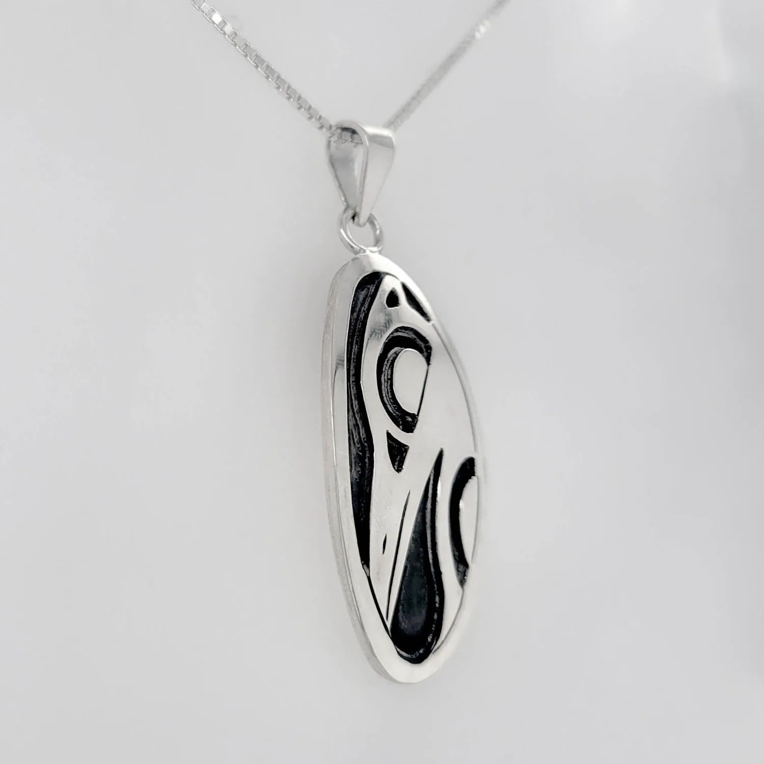 Oxidized Silver Raven Pendant